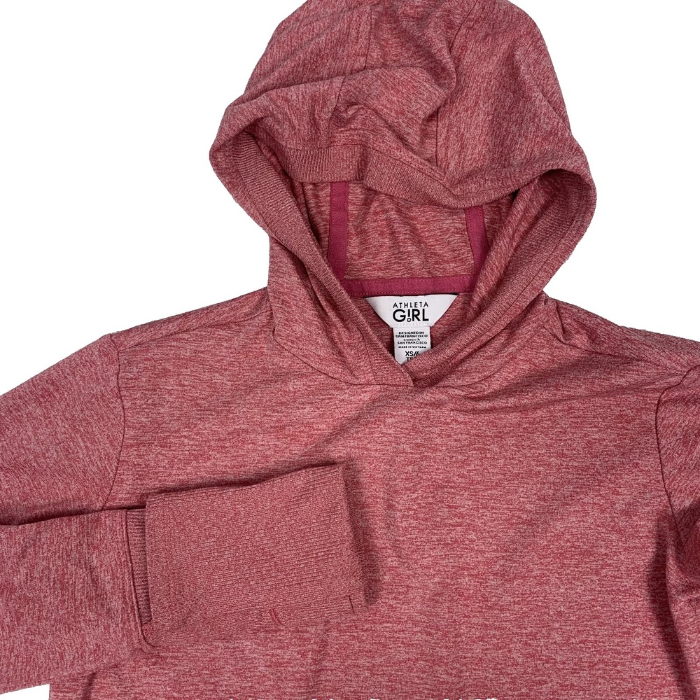 Athleta Girl Uptempo Hoodie XS 6 Red Lightweight Cuffins Pullover Activewear